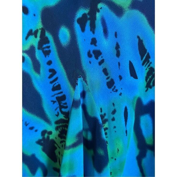 Vintage McGuire Y2K Blue Green Abstract Midi Skirt – Handkerchief Hem – Size 15 - Picture 4 of 8